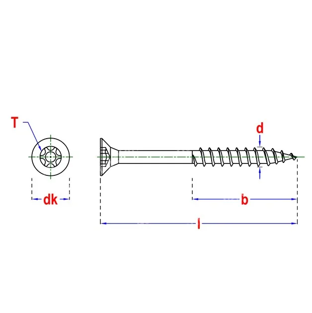 RVS Spaanplaatschroef 3,00x40 mm Torx (T20) - A2 Inox (0,04m)