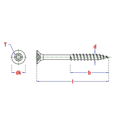 RVS Spaanplaatschroef 3,50x40 mm Torx (T20) - A2 Inox