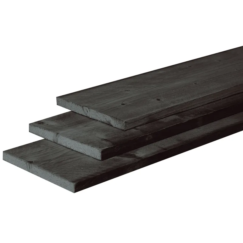 25x250mm Douglas Fijnbezaagde Plank Zwart Gedompeld (4,00m)