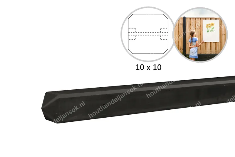 10x10x190cm Antraciet Gecoate Tussenpaal (1,90m)