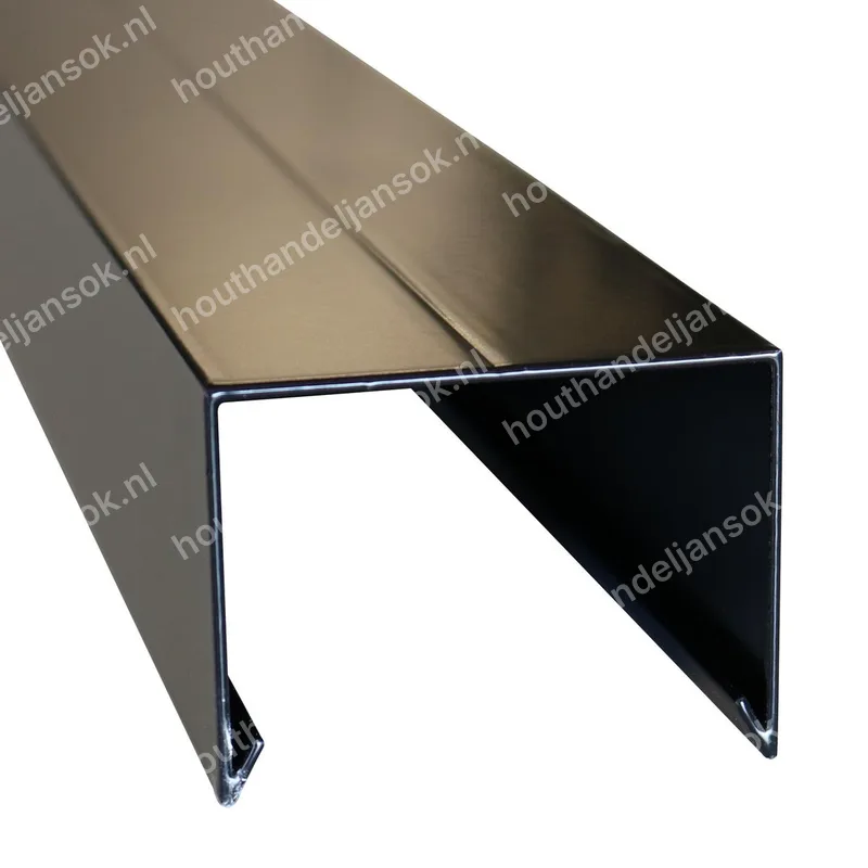 45x61mm Zwart Aluminium Afdekkap, Sponning 51mm (1,80m)