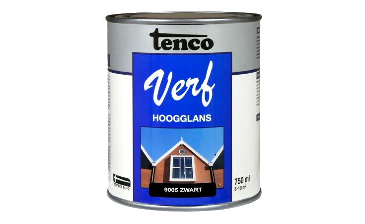 tencoverf dekkend hoogglans zwart 0,75 l.