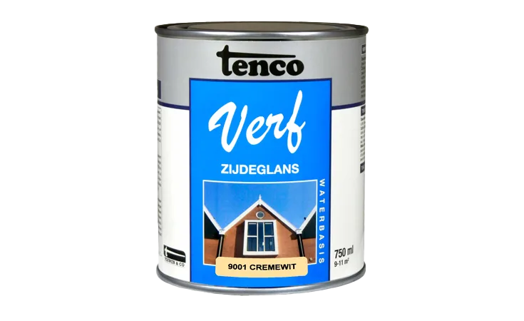 tencoverf waterbasis dekkend zijdeglans cremewit 0,75 l.