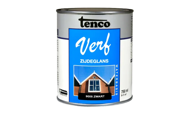 tencoverf waterbasis dekkend zijdeglans zwart 0,75 l.