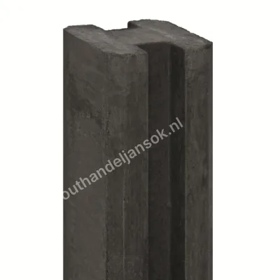 11,5x11,5x277cm Antraciet Gecoate Tussenpaal met Sleuf