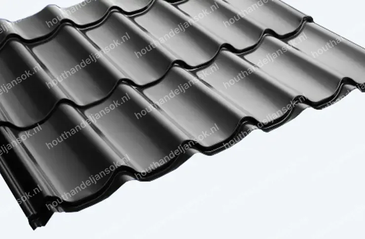 Zwart | 1,10x2,25 meter Dakpanprofielplaat Wrinkle (2,25m)