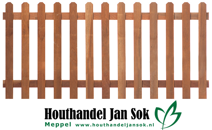 Hardhouten tuinhek recht lamellen: 1.6x7.0cm / 13 stuks Schuttingen / Hekken Hekken  bij Houthandel Jan Sok