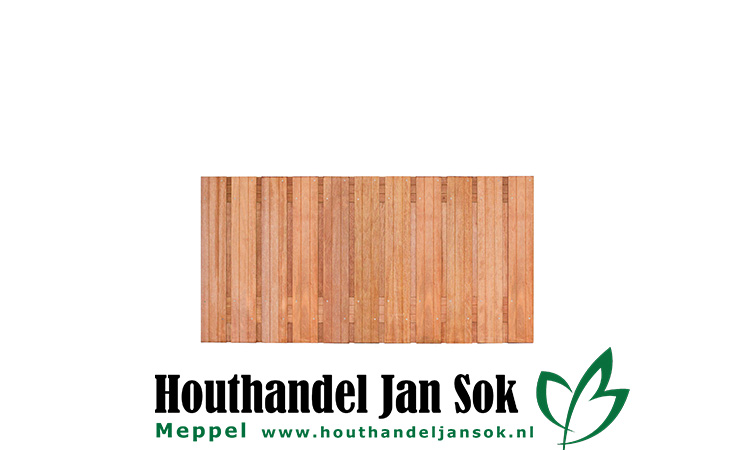 Tuinscherm hardhout 23 planks (21+2) Hoorn 180 x 90 Planken: 1.4x14.0cm / 21 stuks Schuttingen / Hekken Schutting schermen  bij Houthandel Jan Sok