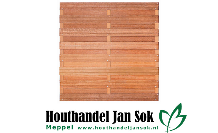 Tuinscherm hardhout 15 planks Bronkhorst 180x180cm Planken: 1.4x14.0cm / 15 stuks Schuttingen / Hekken Schutting schermen  bij Houthandel Jan Sok