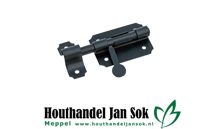 Plaatgrendel 50x65mm - 10mm Zwart Ijzerwaren Hang en sluit werk  bij Houthandel Jan Sok