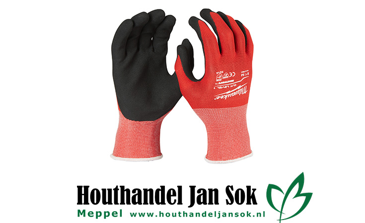 Gedipte werkhandschoenen snijklasse 1/A Persoonlijke Bescherming Handschoenen  bij Houthandel Jan Sok