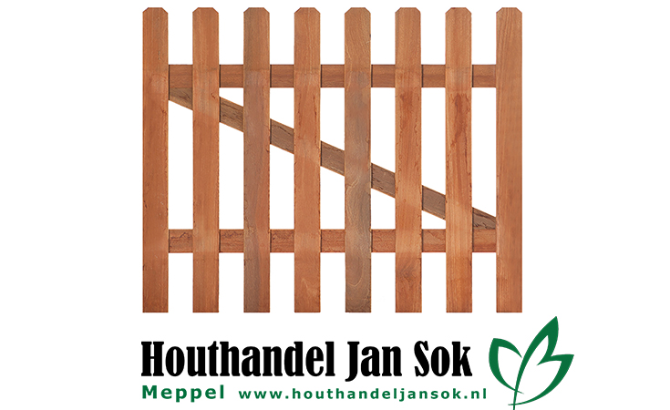 Hardhouten tuinhekdeur recht lamellen: 1.6x7.0cm / 8 stuks Schuttingen / Hekken Hekken  bij Houthandel Jan Sok