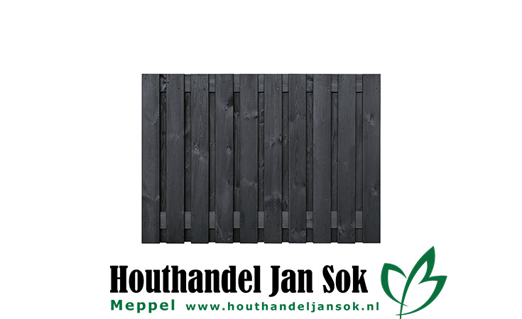 Tuinscherm zwart gesp. 23 planks (21+2) Dresden 130x180cm Planken: 1.6x14.0cm / 21 stuks Schuttingen / Hekken Schutting schermen  bij Houthandel Jan Sok