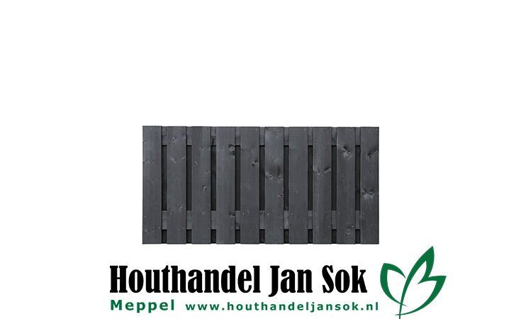 Tuinscherm zwart gesp. 21 planks (19+2) Stuttgart 90x180cm Planken: 1.6x14.0cm / 19 stuks Schuttingen / Hekken Schutting schermen  bij Houthandel Jan Sok