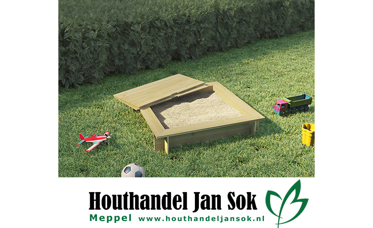*Zandbak Vierkant met deksel L120xB120xH24cm dikte: 1,6cm Speeltoestellen Zandbakken  bij Houthandel Jan Sok