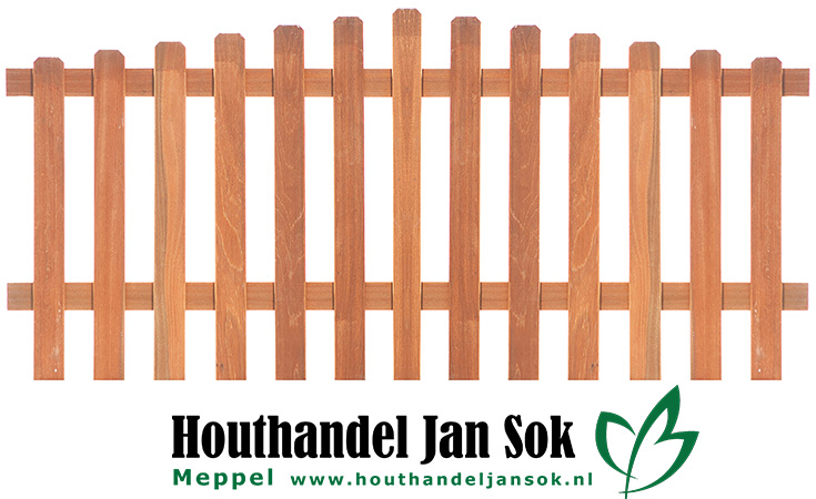 Hardhouten tuinhek toog lamellen: 1.6x7.0cm / 13 stuks Schuttingen / Hekken Hekken  bij Houthandel Jan Sok