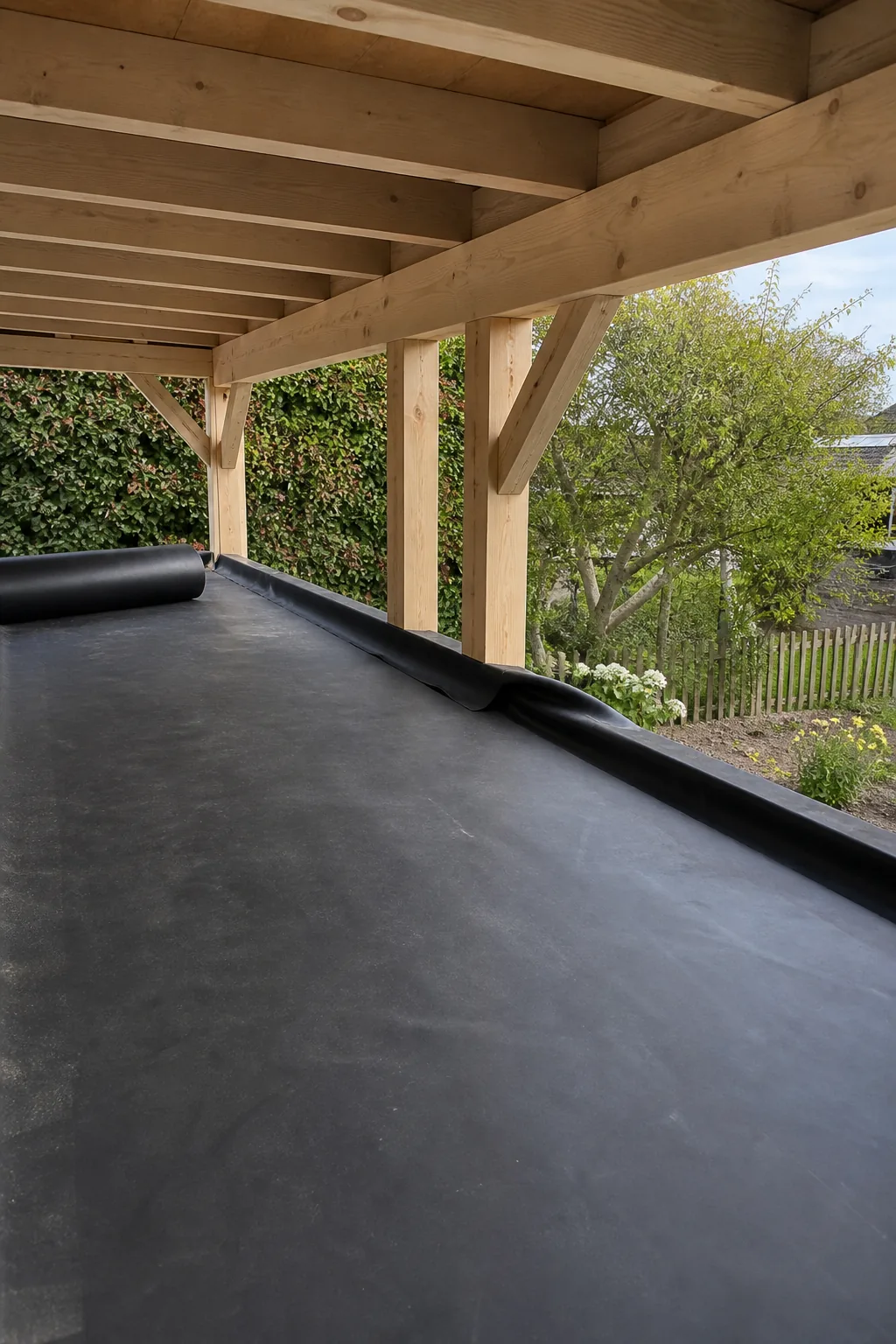Dakbedekking op houten overkapping monteren