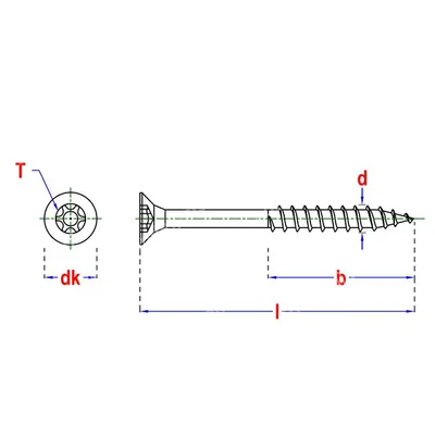 RVS Spaanplaatschroef 3,50x40 mm Torx (T20) - A2 Inox