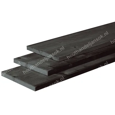 25x250mm Douglas Fijnbezaagde Plank Zwart Gedompeld (4,00m)