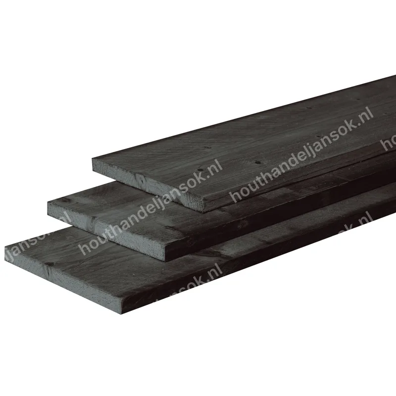 25x250mm Douglas Fijnbezaagde Plank Zwart Gedompeld (4,00m)