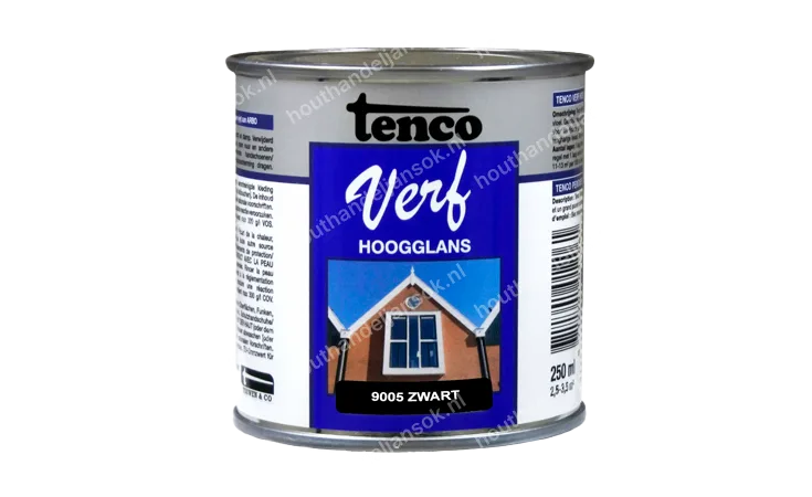 Tencoverf zwart dekkend hoogglans 0,25 liter