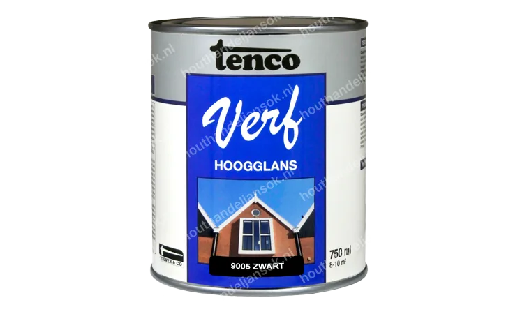 Tencoverf zwart dekkend hoogglans 0,75 liter