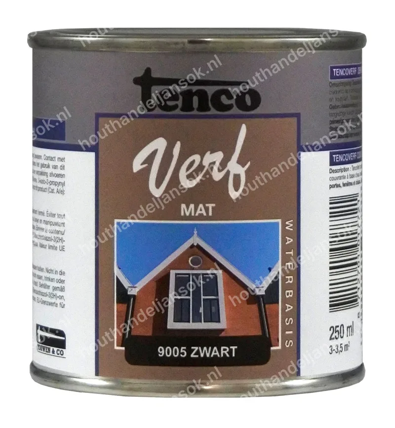 Tencoverf zwart mat 0,25 liter
