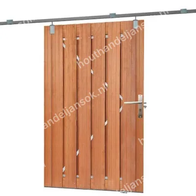 Hardhouten schuifpoort op Verstelbaar Stalen Frame (130 x 195 cm)